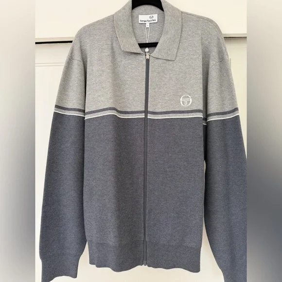 Sergio Tacchini  Mens Nostra Jacket. Two-Tone Gray Zip-Up Sweater Xl - Picture 6 of 7